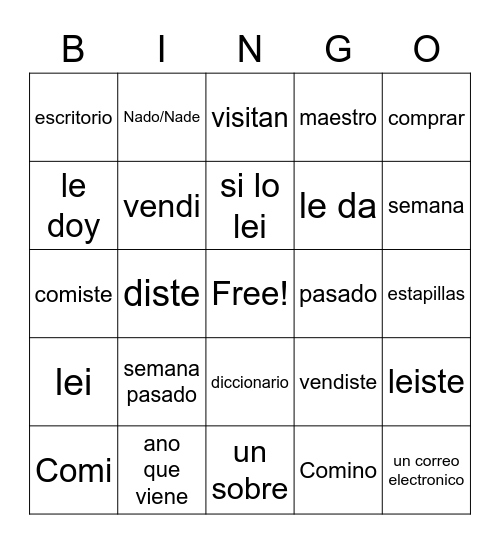 Past & Future Bingo Card