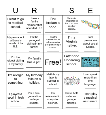 URISE Bingo! Bingo Card