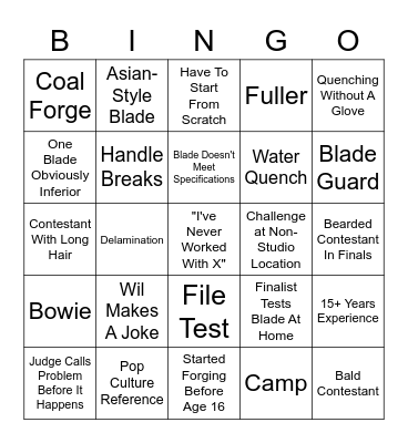 Forged in Fire v2 Bingo Card
