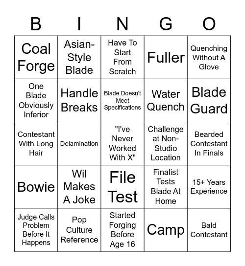 Forged in Fire v2 Bingo Card