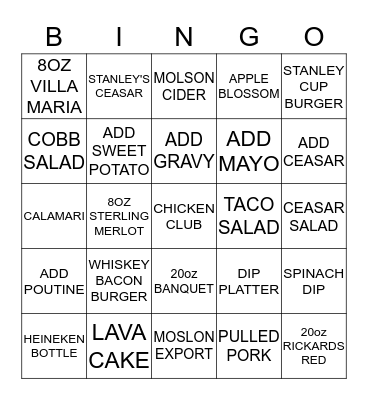 Stanley's BINGO Card