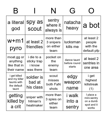 oh god og f*ick Bingo Card