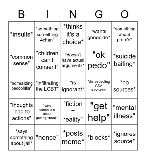 anti-MAP argument Bingo (Version 1b) Bingo Card