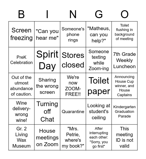 Quarantine Bingo! Bingo Card
