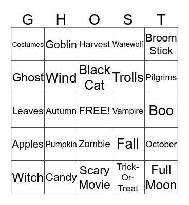 Halloween Bingo Card