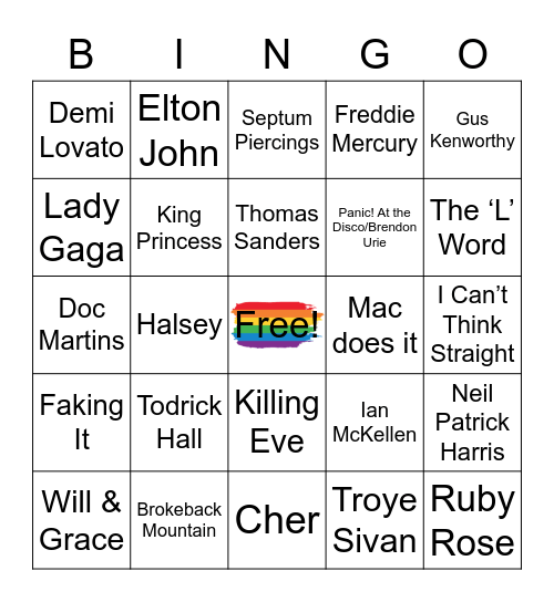 Virtual Pride Celebration Extravaganza Bingo Card