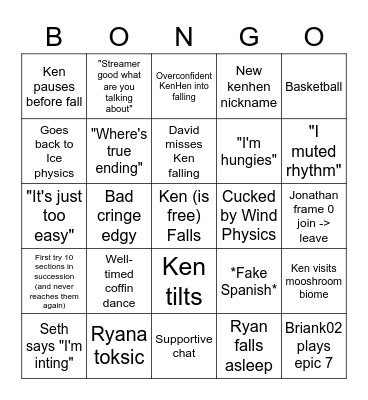 Ken Stream Fall King Bingo Card