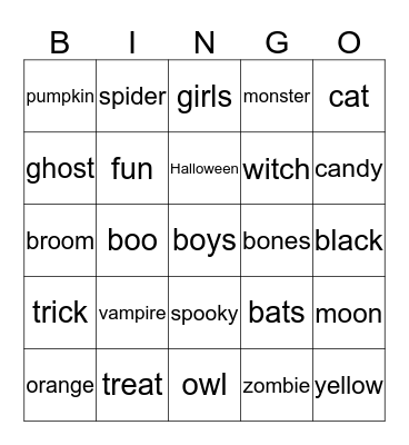 Halloween Bingo Card