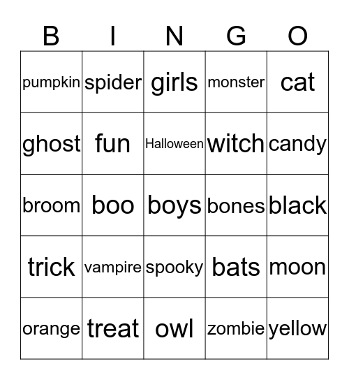 Halloween Bingo Card