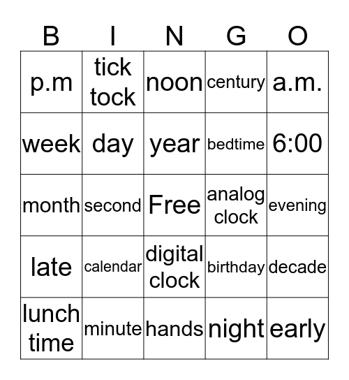 Time  Bingo Card