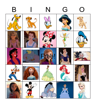 Disney Characters Bingo Card