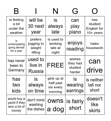 Find someone who... Bingo Card