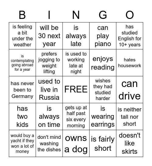 Find someone who... Bingo Card