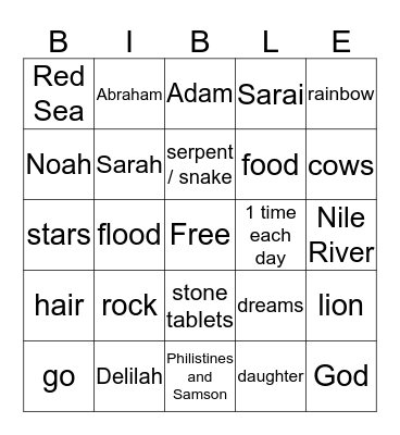 Bible Bingo Card