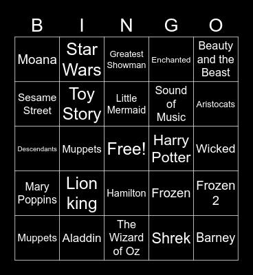 Musical Bingo Card