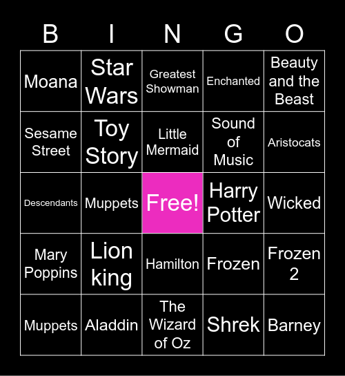 MUSICAL Bingo Card