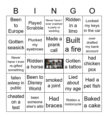 Never Have I Ever... Bingo Card