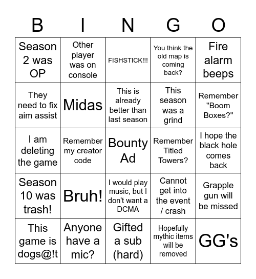 "THE DEVICE" Bingo Card