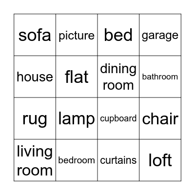 Rooms and furniture Bingo Card