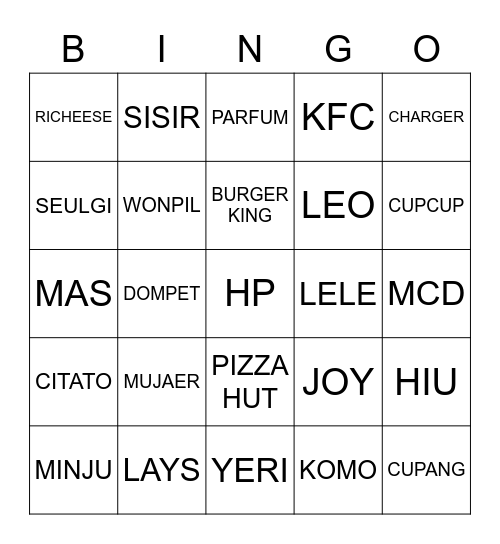 💘joyiiik💘 Bingo Card