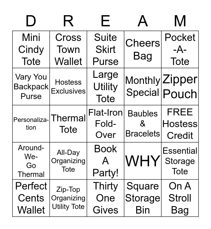 DREAM Bingo Card