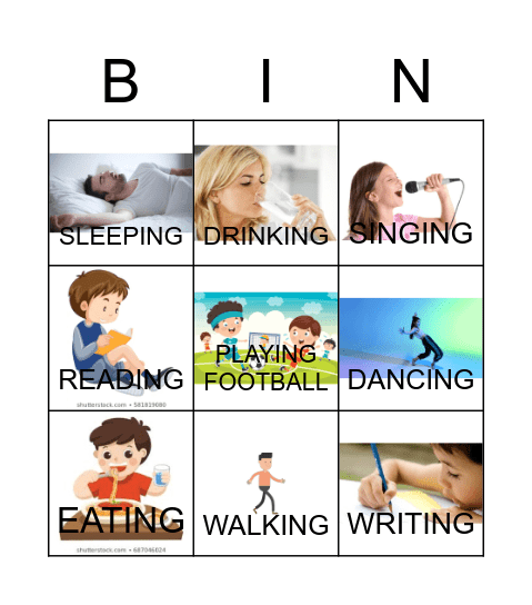 Action +ing Bingo Card