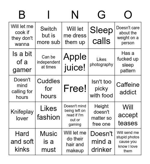 Are you my type? Bingo Card