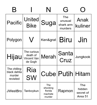 SONG MINO Bingo Card
