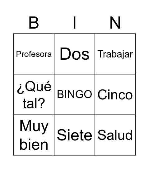 repaso Bingo Card