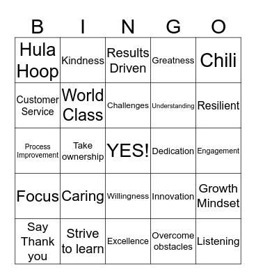 Customer Service Week BINGO Card