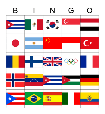 Olympic Flag Bingo 2 Bingo Card