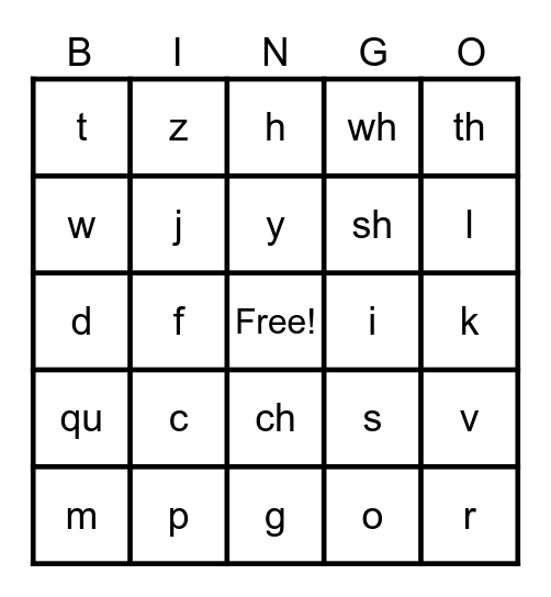 Sounds Through OG Lesson 30 Bingo Card