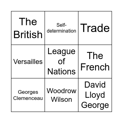 The Big Three Bingo Card