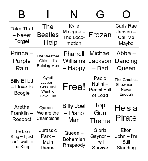 Evan's Birthday - Rock 'n' Roll Bingo Card