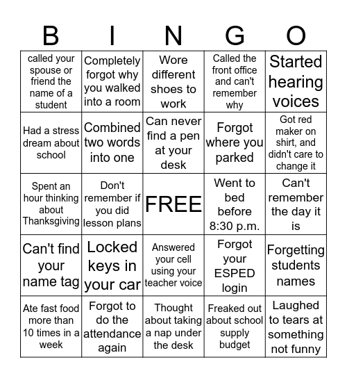 The Dark, Evil Vortex of Late September, October, and November! Bingo Card