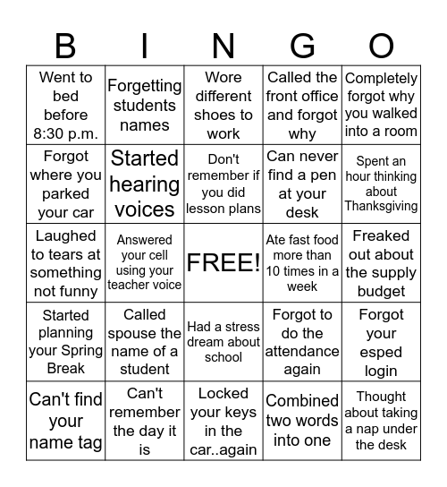 Untitled BingoThe Dark, Evil Vortex of Late September, October, and November Bingo Card