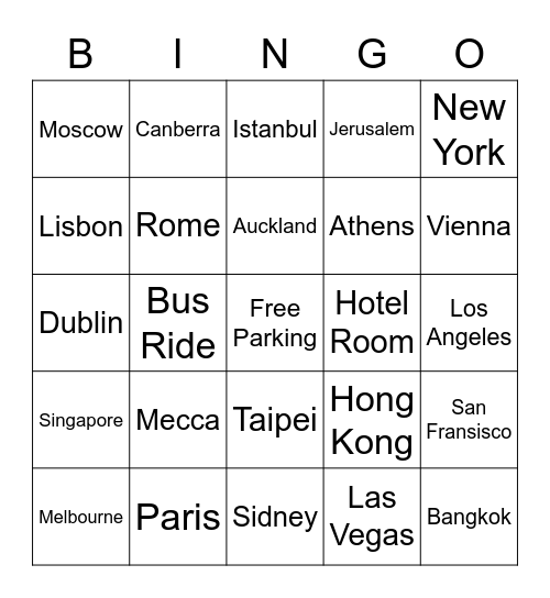 City Bingo Card