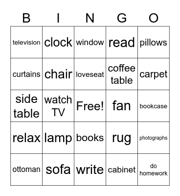 Living Room Bingo Card