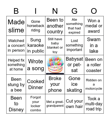 Have you Ever Bingo Card