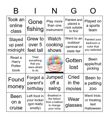 Have you Ever #2 Bingo Card