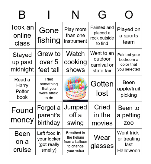 Have you Ever #2 Bingo Card