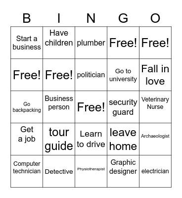 Jobs and Life Events Vocab Bingo Card