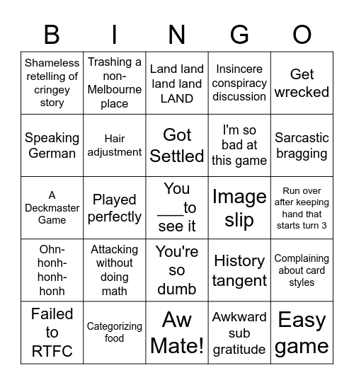 Riley Stream Bingo Card