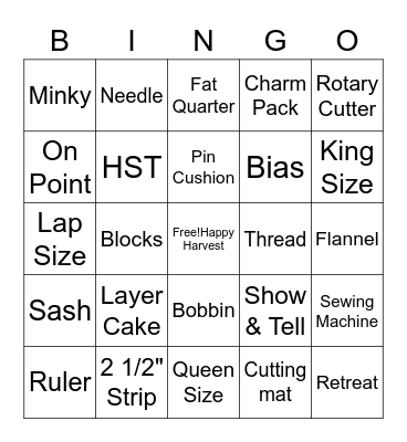 Happy Harvest Bingo Card