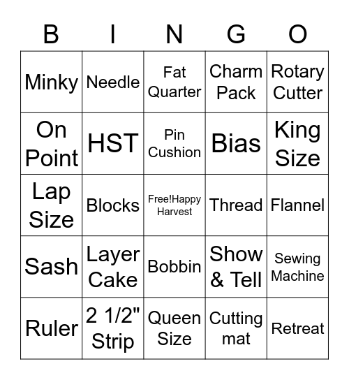 Happy Harvest Bingo Card