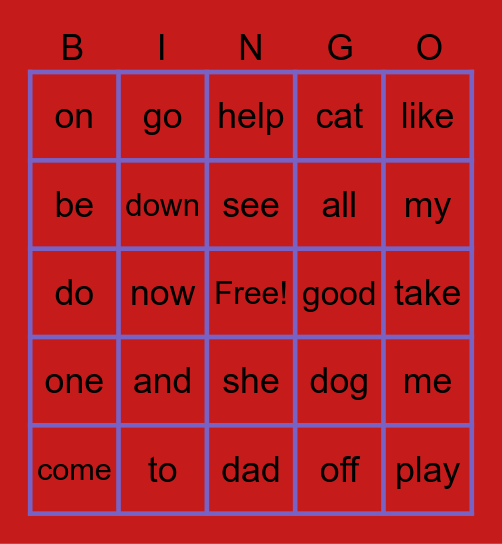 SIGHT WORDS Bingo Card
