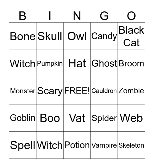 Halloween Bingo Card