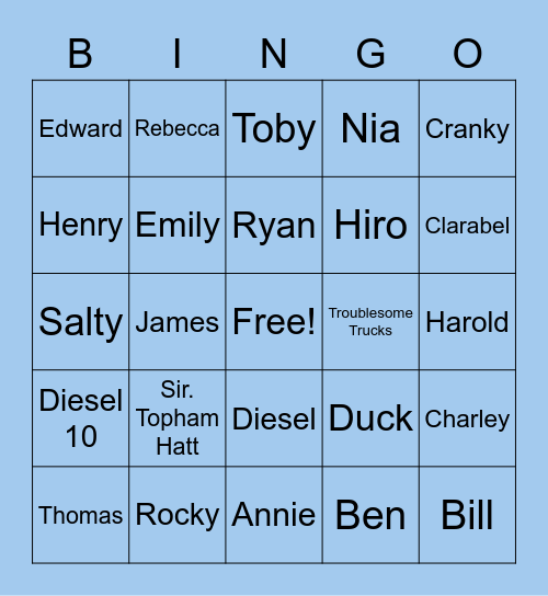 Thomas The Tank Engine Bingo Card
