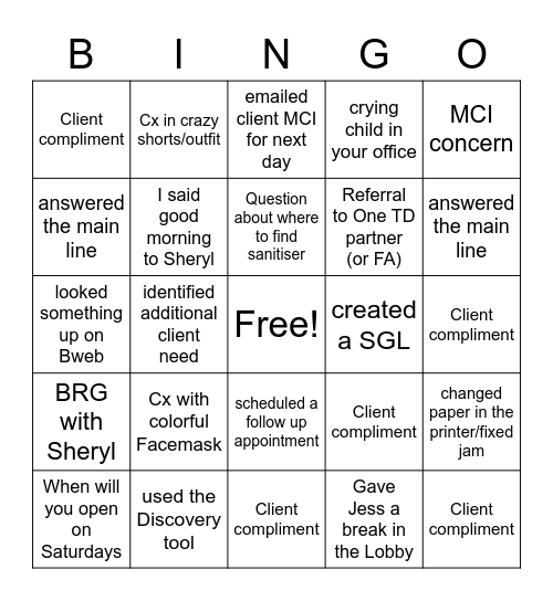 CEA Pandemic BINGO Card