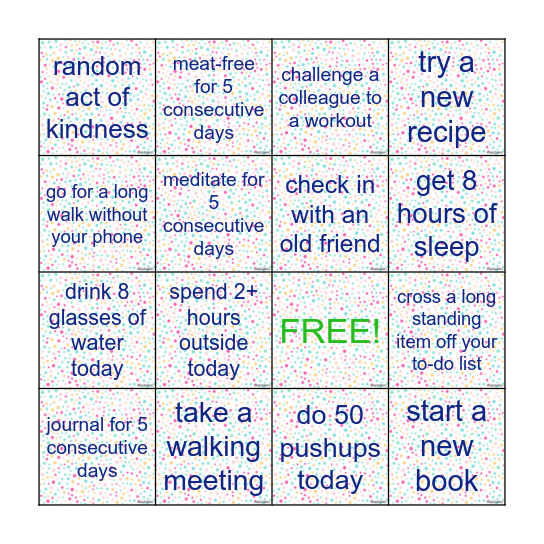 JULY CHALLENGE Bingo Card